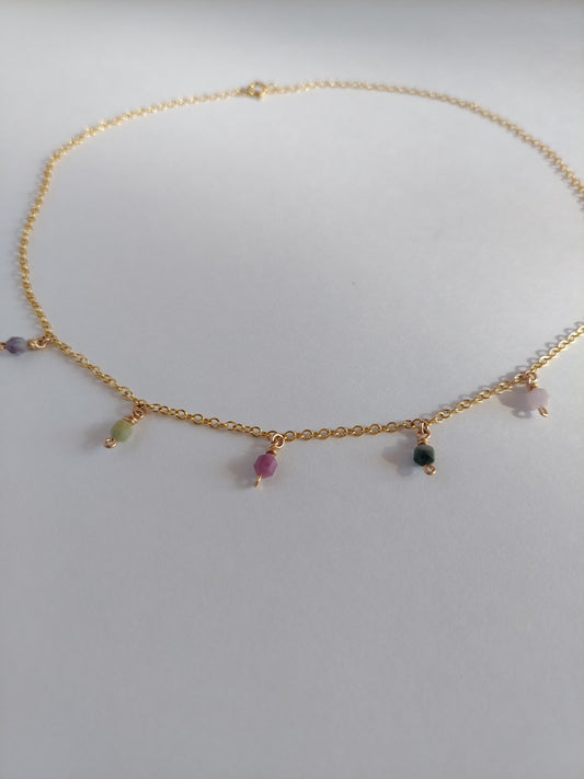 Rainbow Tourmaline & Gold Necklace